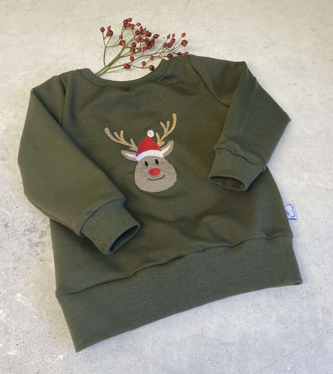 Sofortkauf Pullover Rentier Tannengrün / Weihnachten Gr. 92