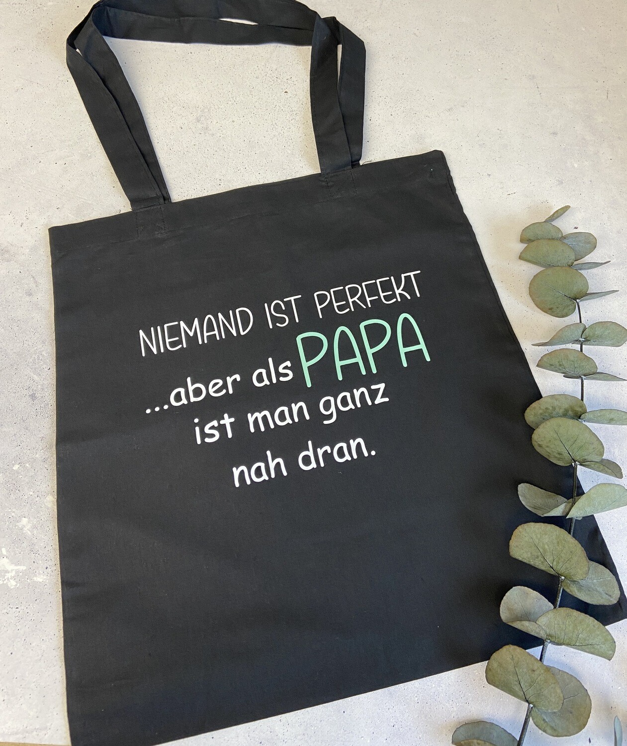 Baumwolle Tasche mit langen Henkel / Spruch / Vatertag / Papa / Geburtstag