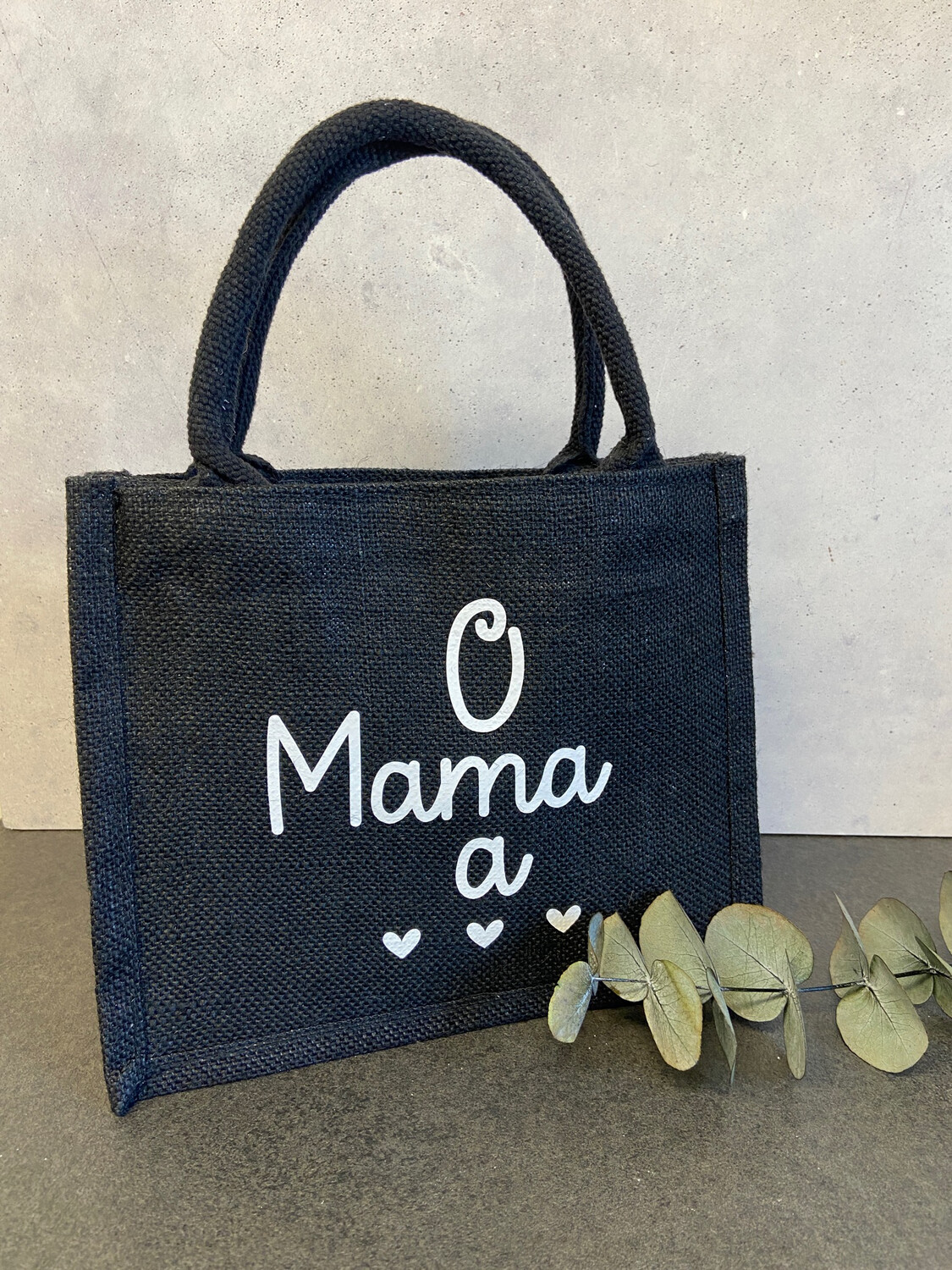 Jute Tasche schwarz / Oma / Mama