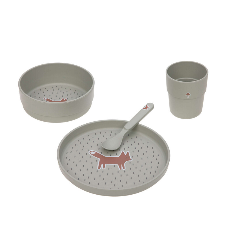 Kindergeschirr Set (Teller - Schüssel - Becher - Löffel), Little Forest Fuchs