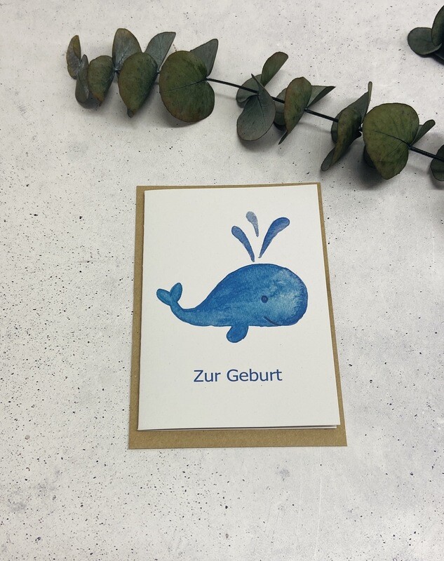 Klappkarte Geburt "Wal"