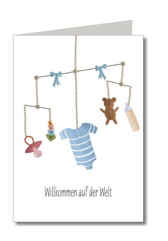 Klappkarte Baby Mobile Blau