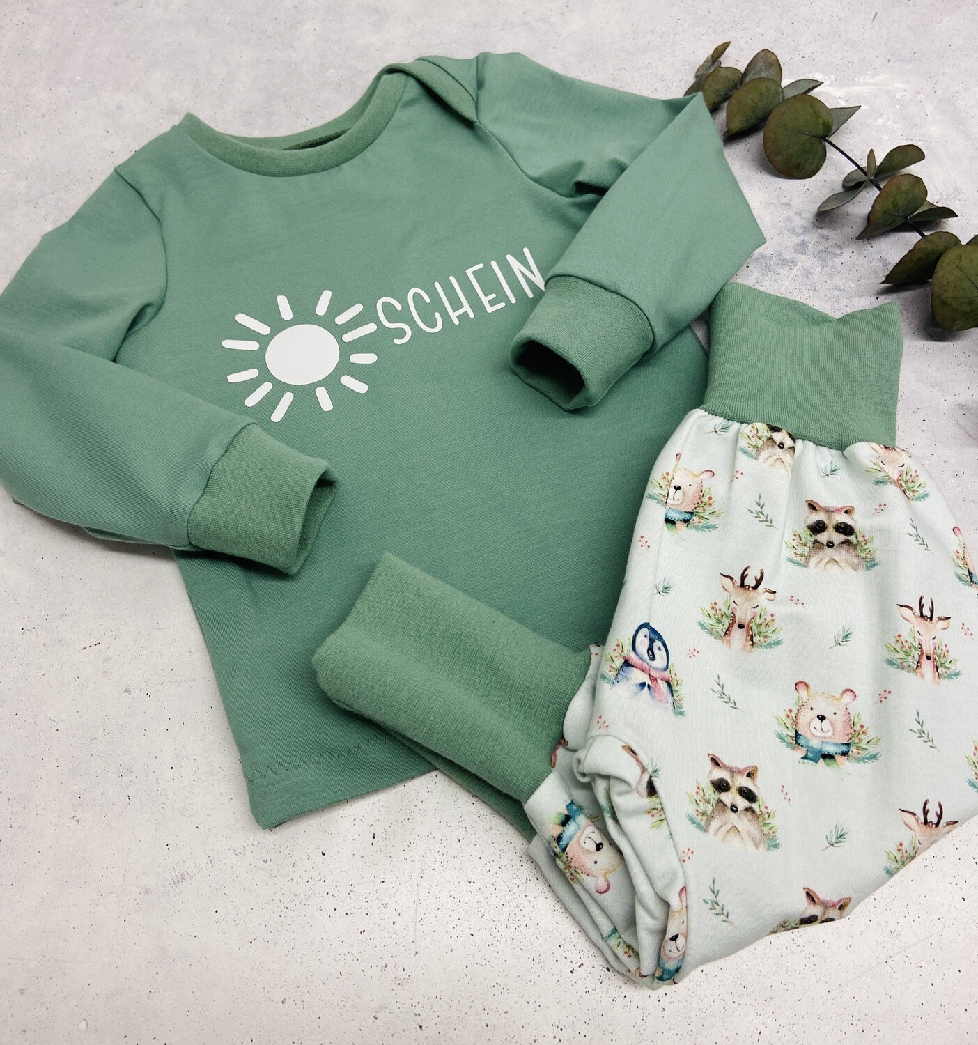 Sofortkauf Set Langarmshirt Sonnenschein mit Pumphose Tiere Gr.86/92