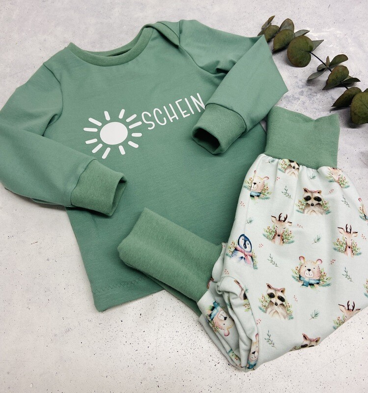 Sofortkauf Set Langarmshirt Sonnenschein mit Pumphose Tiere Gr.86/92