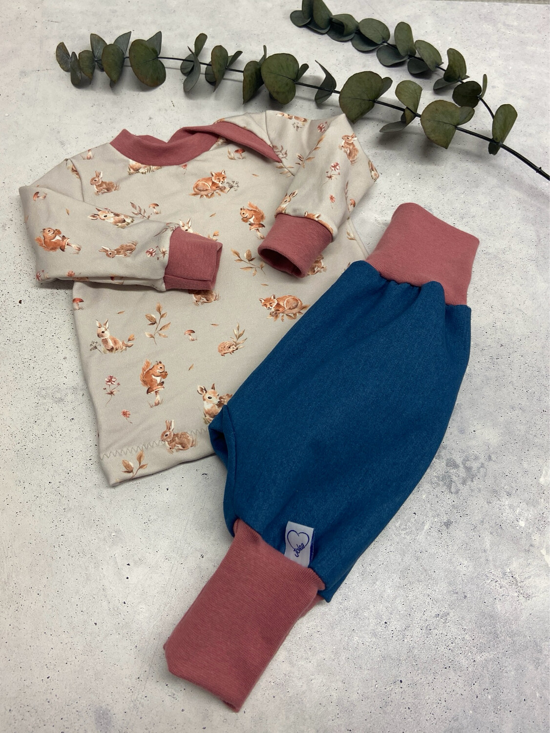 Sofortkauf Set Langarmshirt Waldtiere mit Pumphose Gr. 74/80