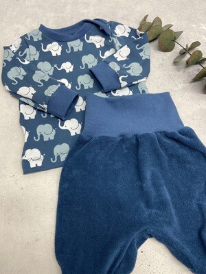 Sofortkauf Set Langarmshirt Elefanten mit Frottee Pumphose Gr.74/80