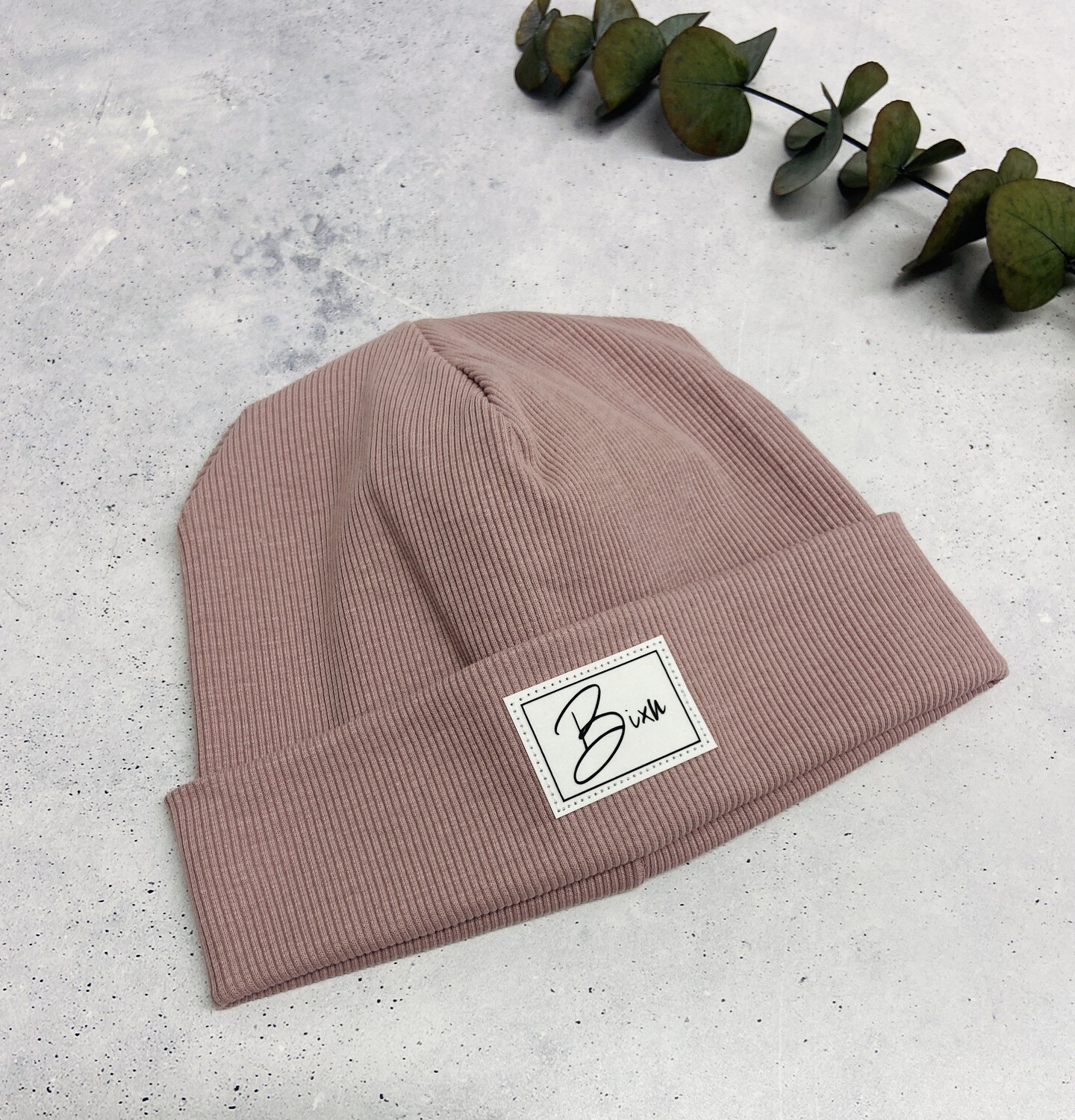 Sofortkauf Beanie / Mütze Altrosa mit Patch Bixn KU: 50/52