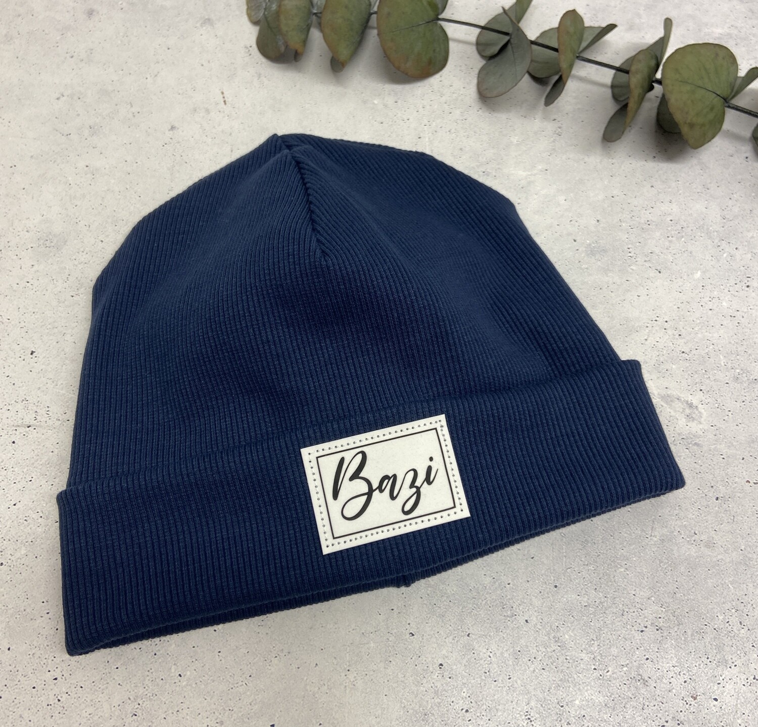 Sofortkauf Winter Beanie / Mütze Blau mit Patch Bazi KU: 48/50