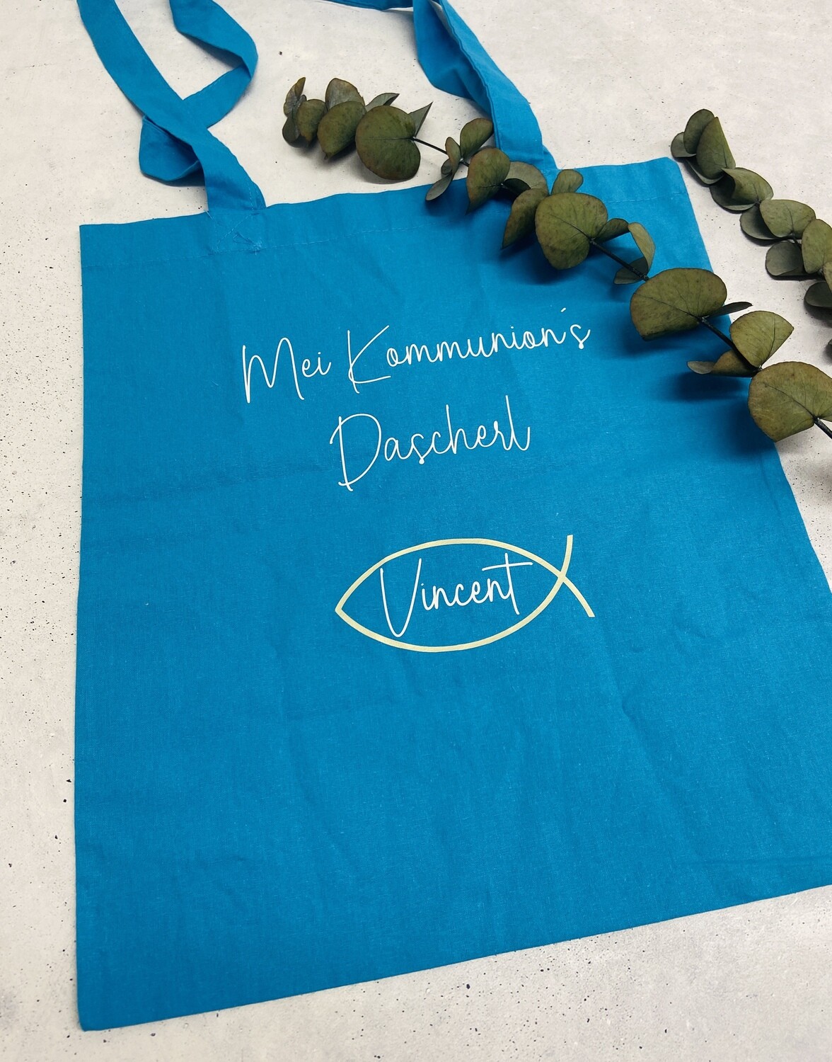 Baumwolle Tasche mit langen Henkel / Mei  Kommunion´s Dascherl / + Name