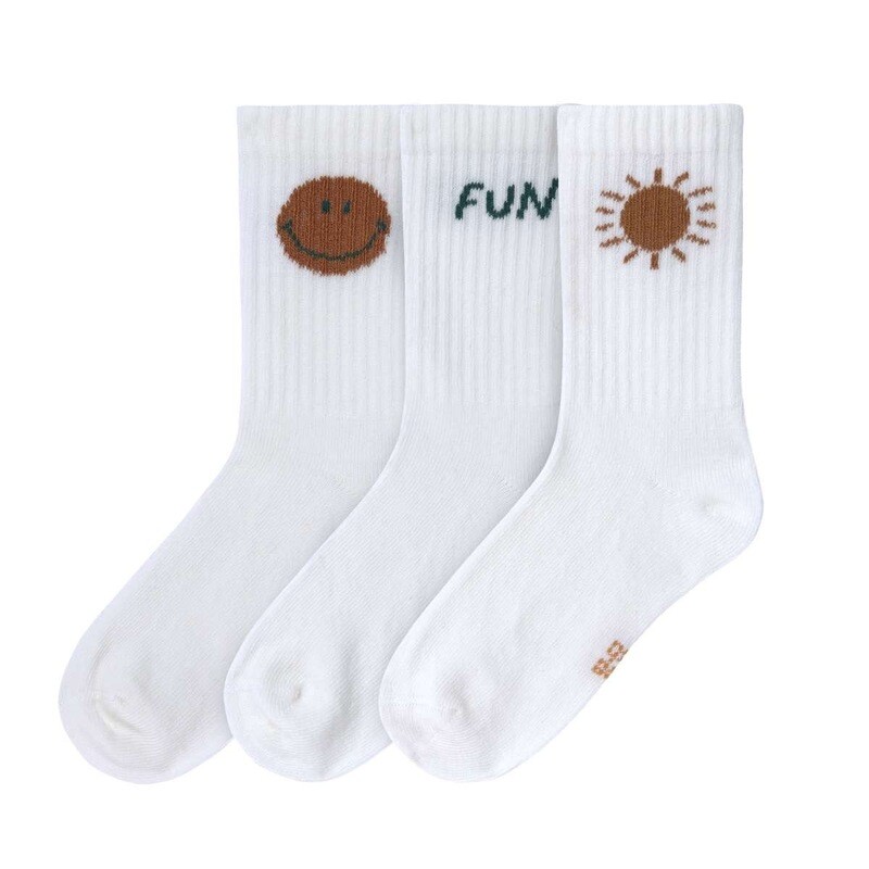 Tennissocken Kinder 3er-Set - Little Gang, Smile Weiß / Gr. 27-30