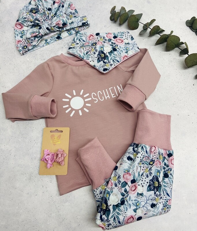 Sofortkauf Set Langarmshirt Sonnenschein Pumphose Blumen Gr. 74/80