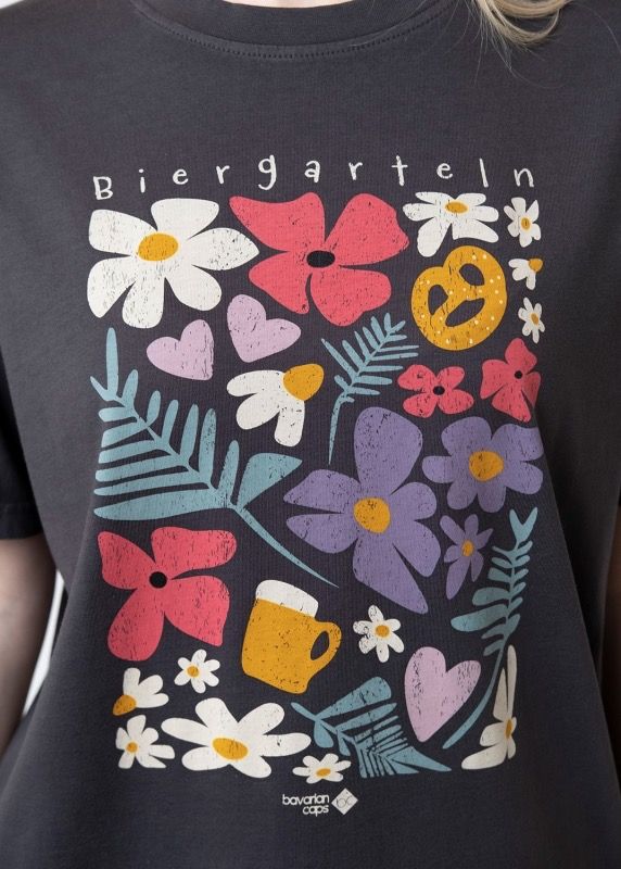 T-Shirt "Biergarteln" - dunkelgrau, unisex. L /  Bavarian Caps