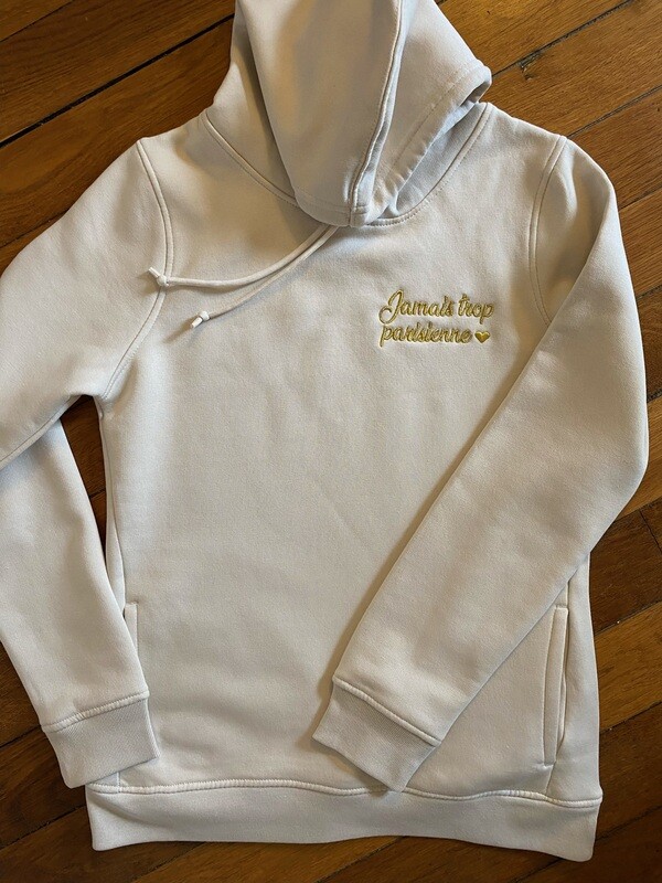 Le hoodie city écru broderie dorée