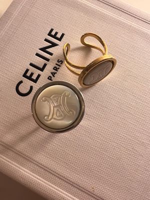 Bague upcyclée  nacre Triomphe Céline, Couleur: Argentée