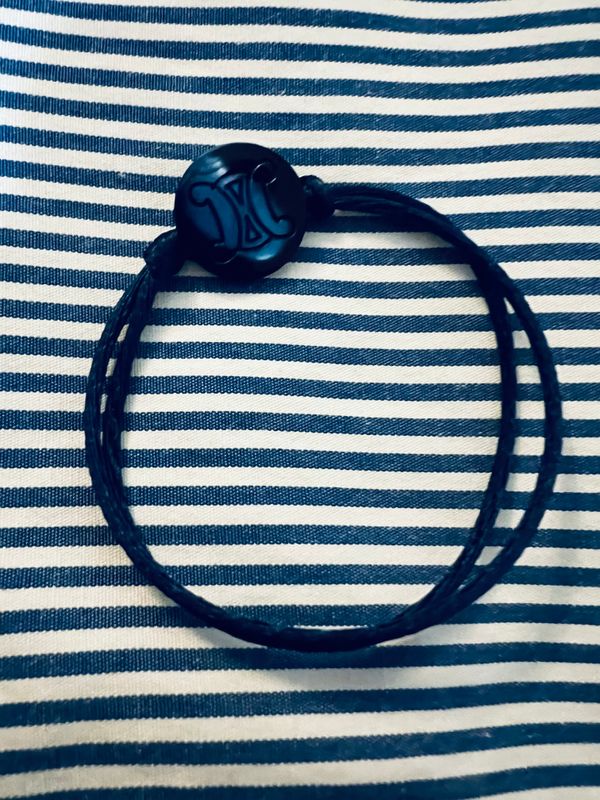 Bracelet cordon upcyclé bouton Navy Céline