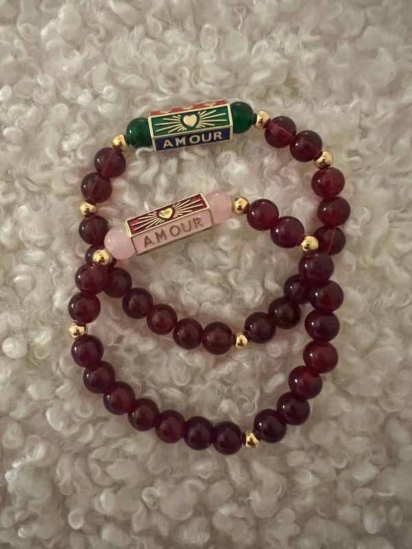 Bracelet Amour perles grenat