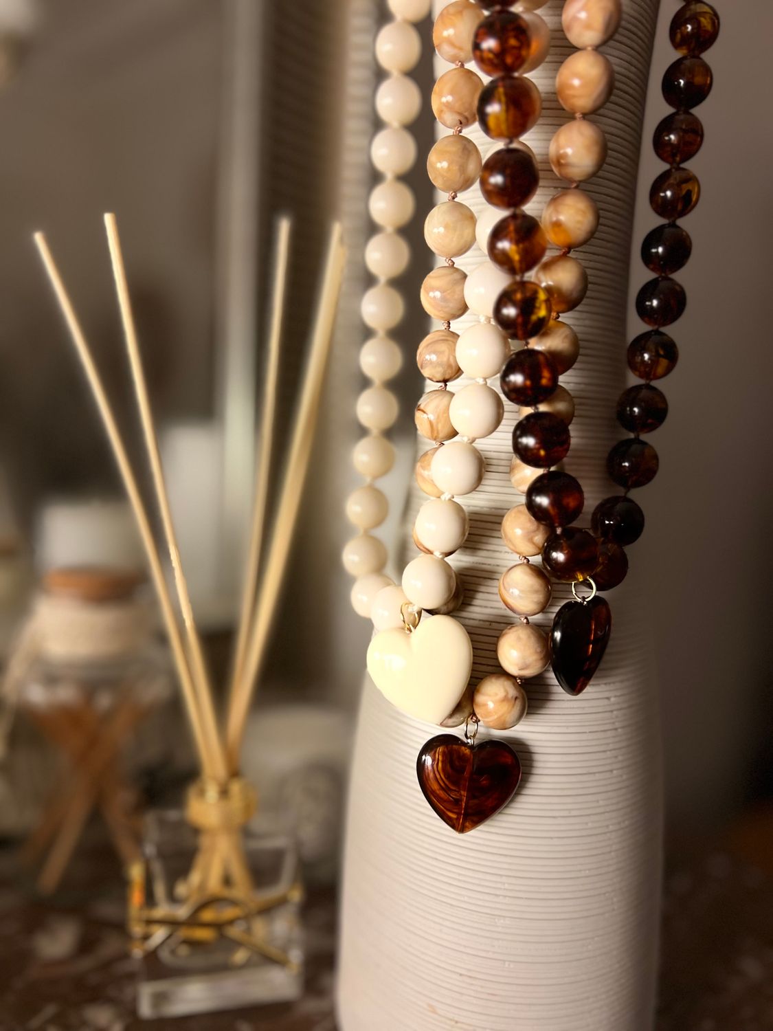 Collier Garance coeur, Couleur: Caramel