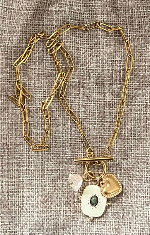Collier chaîne &amp; 3 pendentifs