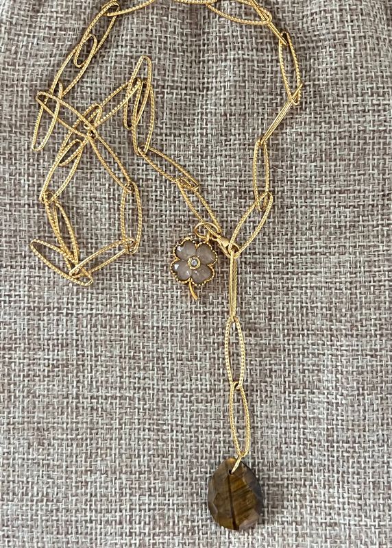 Collier Jeanne œil de tigre &amp; pierre de lune