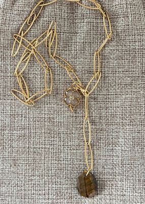 Collier Jeanne œil de tigre &amp; pierre de lune