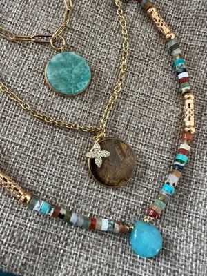 Collier Heishi &amp; jade