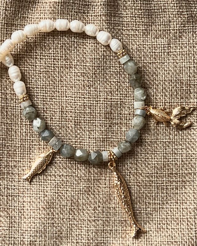 Collier Fish &amp; pierres naturelles