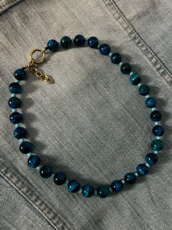 Collier Œil de tigre bleu