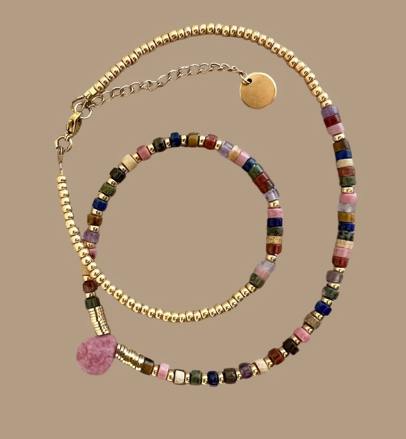 Collier Bali Rhodonite