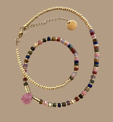 Collier Bali Rhodonite