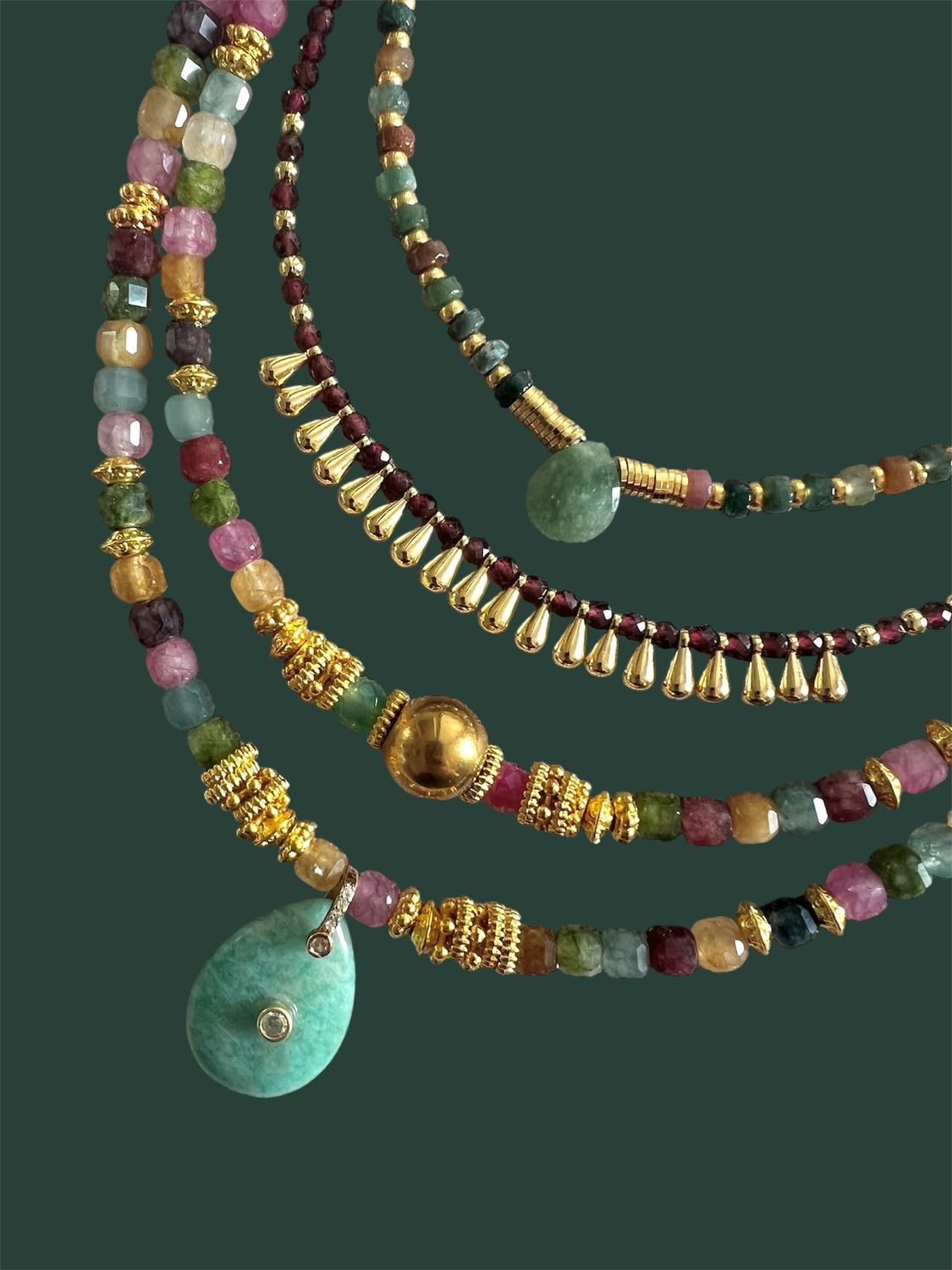 Collier Tourmalines &amp; amazonite