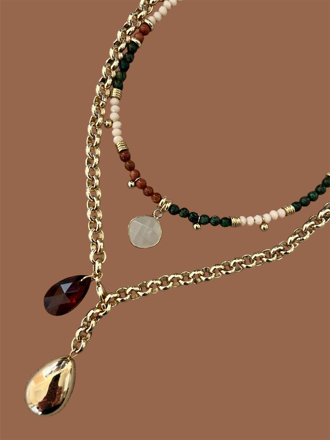 Collier Y cristal &amp; gold