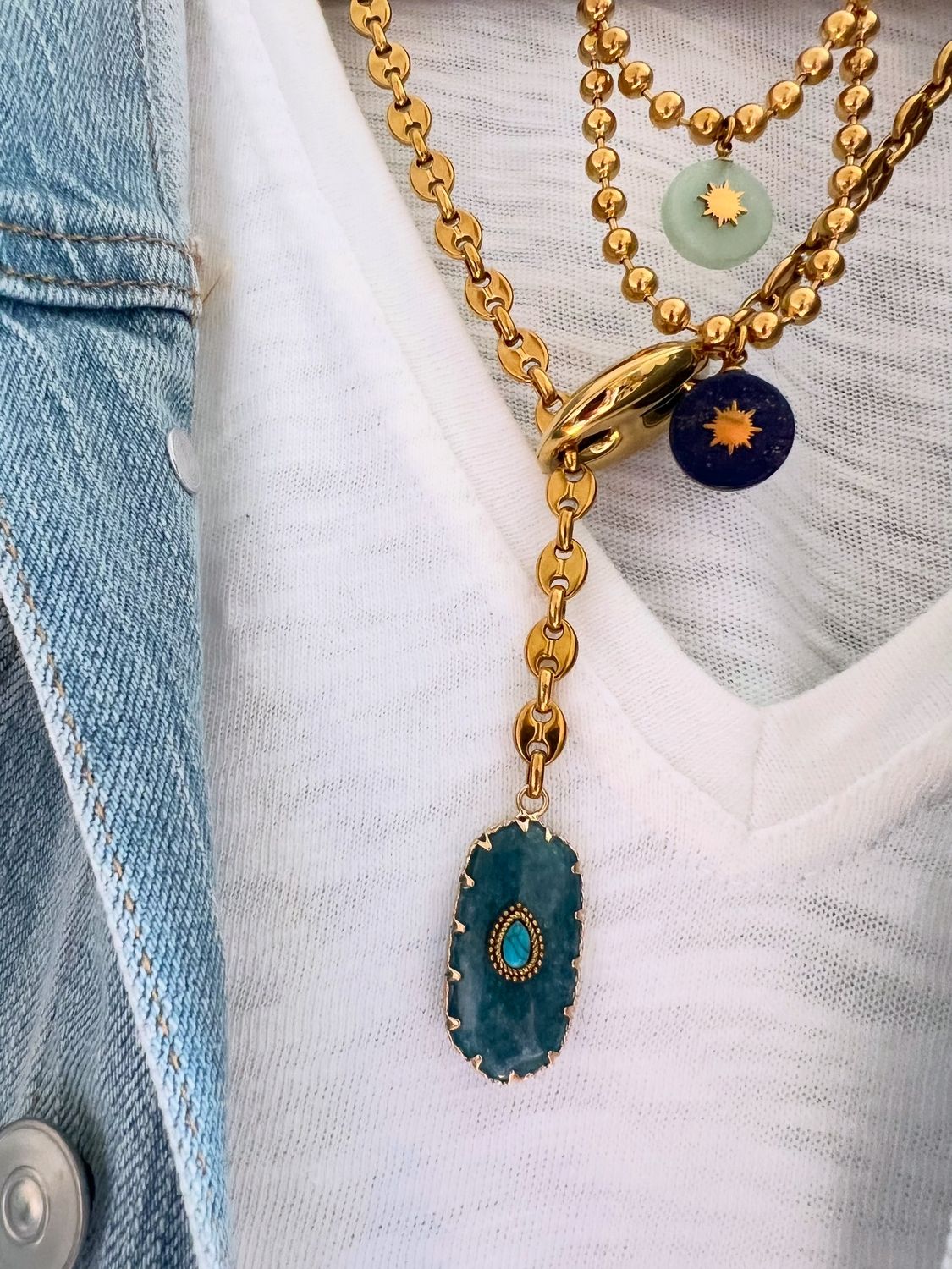 Collier Alma agate bleu