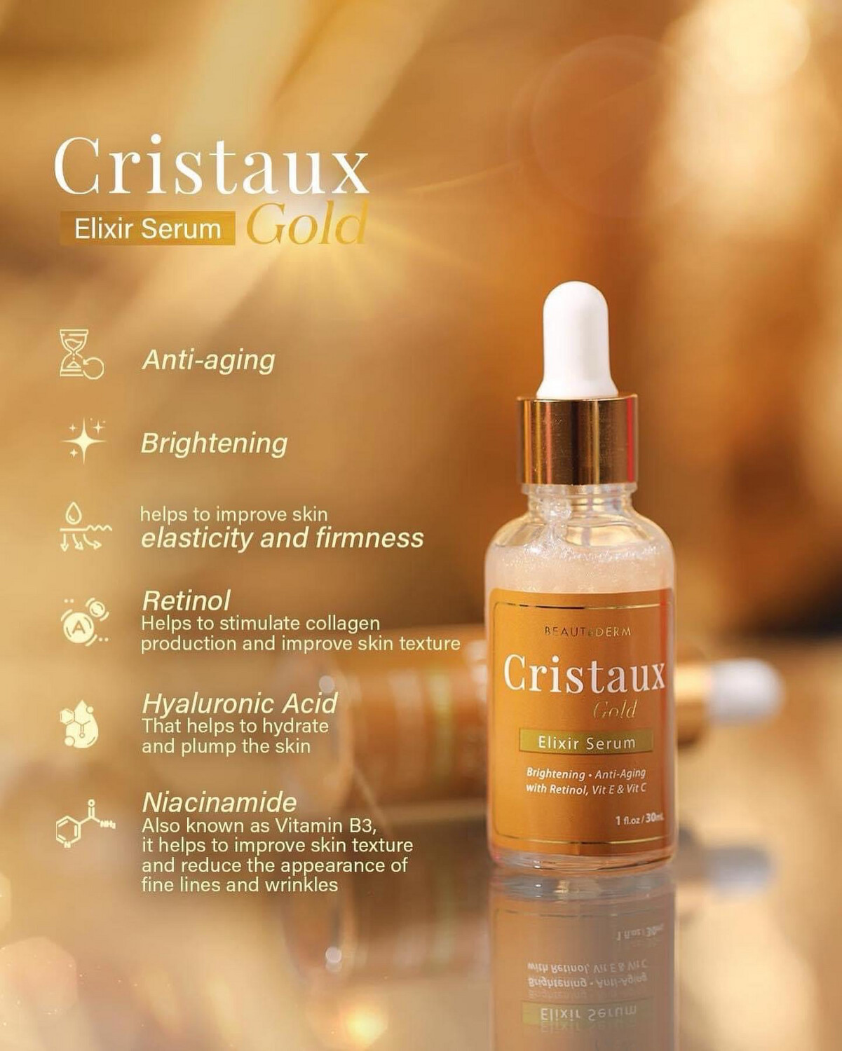 CRISTAUX GOLD ELIXIR SERUM 30ML