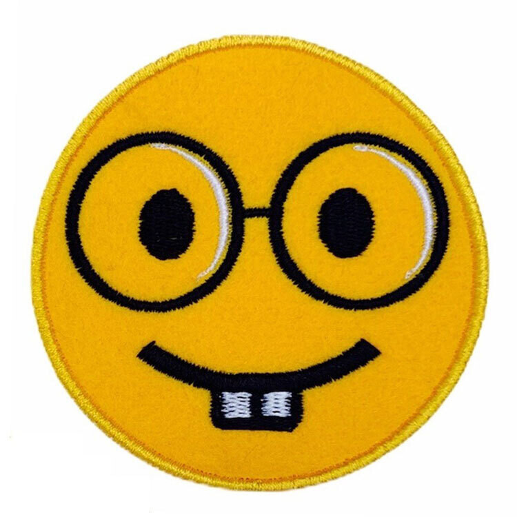 Happy Face Sew On Embroidery Fabric Patch (Pack of 3 Pcs)