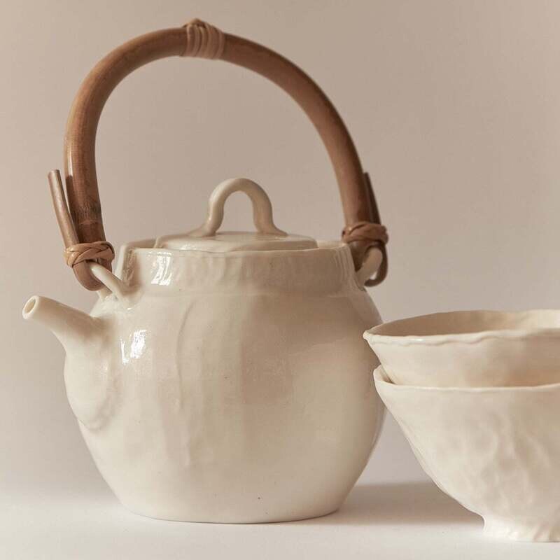 Haruka Matsuo - Japanse Theeset - 2 kopjes - Wit - Japans Servies - Handgemaakte Theepot - Authentiek Japanse stijl - 1 Set Verpakt