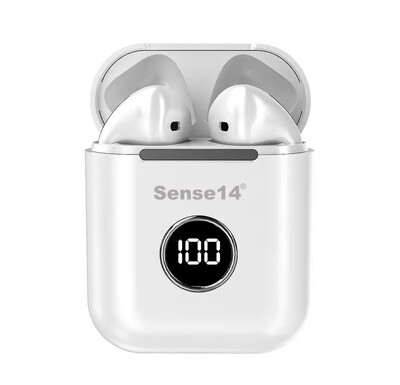 Sense14 Earbuds X1 - WIT - In-ear Oordopjes – Draadloze Oordopjes – Bluetooth Oortjes – Zweetbestendig – 20 uur Luistertijd - LED-screen