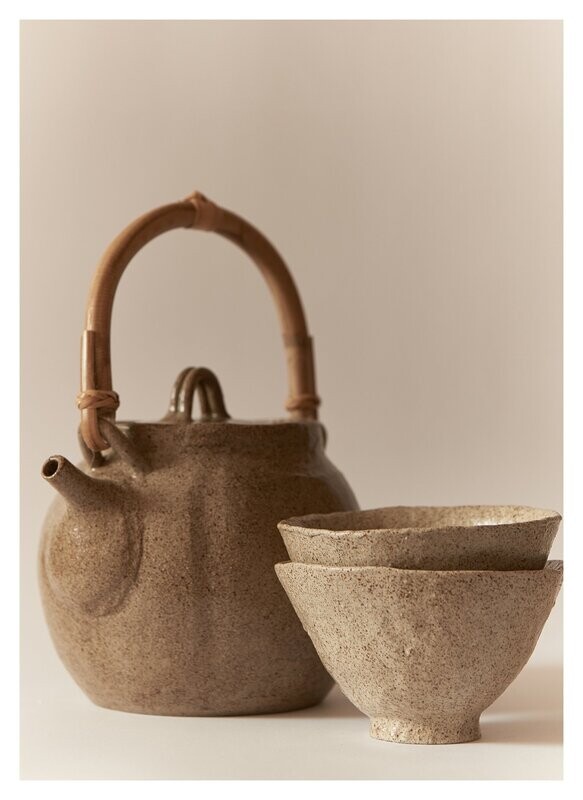 Haruka Matsuo - Japanse Theeset - Soba Grijs - Japans Servies - Japans Theepot - Authentiek - 1 Set Verpakt