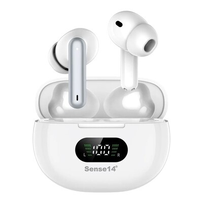 Sense14 J96 – Oordopjes Draadloos - WIT – Bluetooth Oordopjes – ANC/ENC - Noise Canceling - in-ear oordopjes