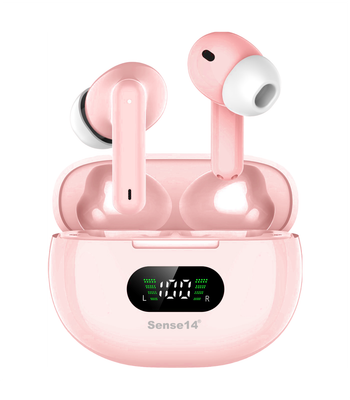 Sense14 J96 - Complete Draadloze Oordopjes - PINK - In-ear Oordopjes – Earbuds – Bluetooth Oortjes – Draadloze Oortjes - 20 uur Luistertijd - LED-screen