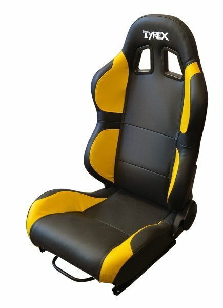 Siège TYREX sport en cuir noir et jaune