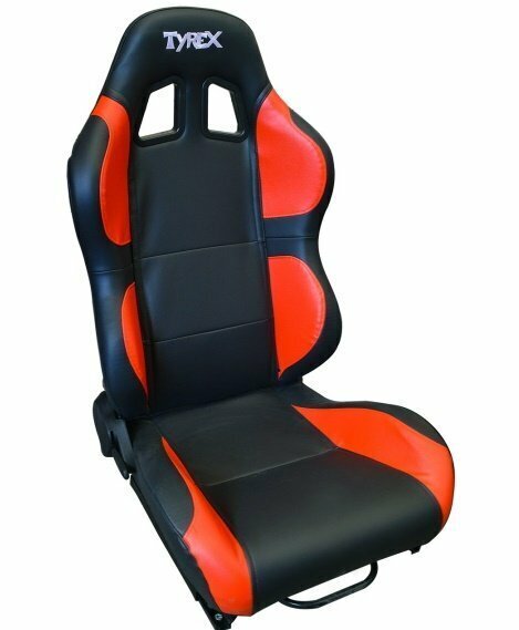 Siège TYREX sport en cuir noir et rouge