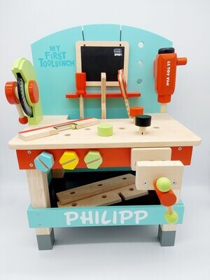 Kinder Werkbank personalisiert aus Holz