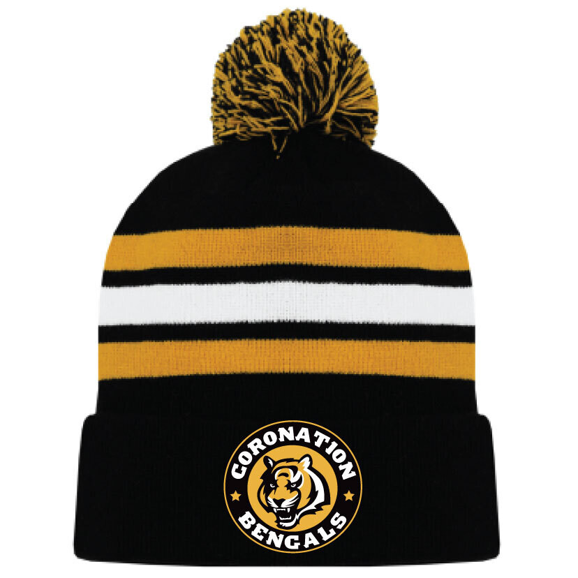 Coronation Bengals - Striped Knit Toque with PomPom and Embroidered Logo