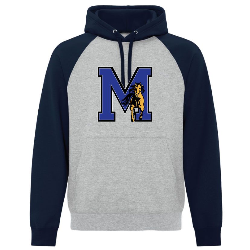 Memorial Mustangs - Two Toned Hoodie (Big M) Memorial Mustangs - Two Toned Hoodie (Big M)