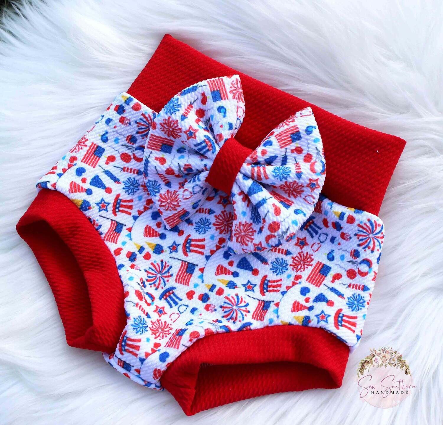 Bummies Outfit Fourth Of July Outfit Toddler Outfit USA Bummies Outfit Fourth of July Bummies and Bow Set Red White and Cute