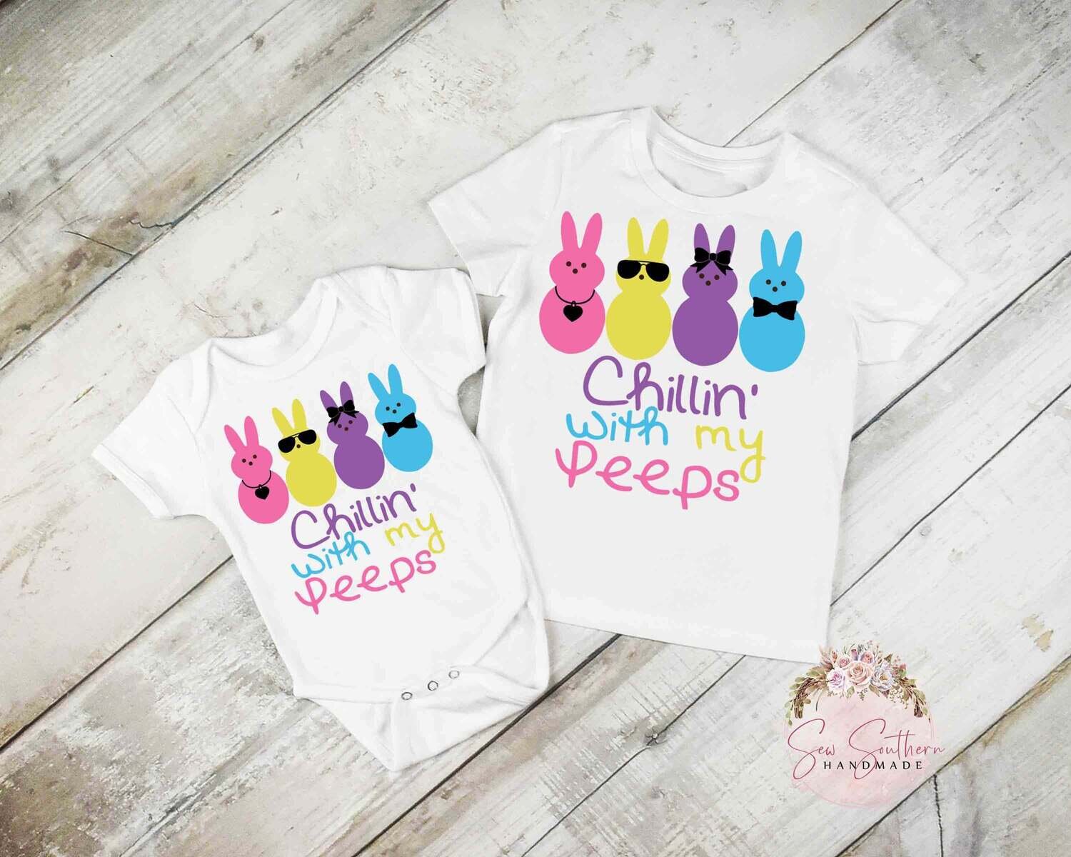 Chillin with my Peeps shirt youths Easter shirt peeps easter shirt peeps shirt Easter T shirt