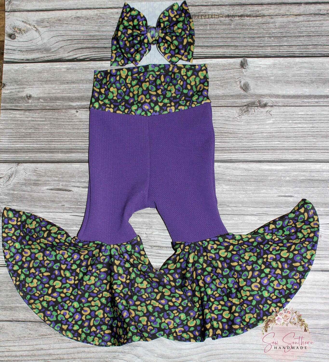 Mardi Gras Cheetah Bell Bottoms, Baby 
