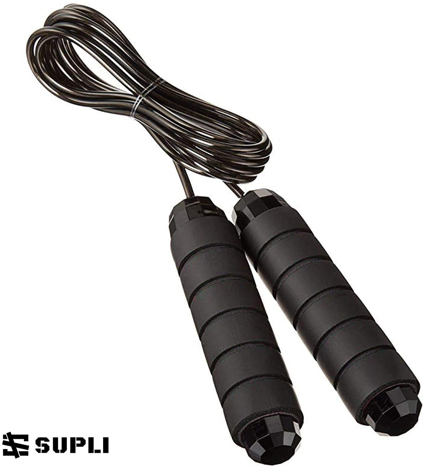 SUPLI Skipping Rope Tangle-Free with Ball Bearings Rapid Speed Jump Rope Cable and 6”