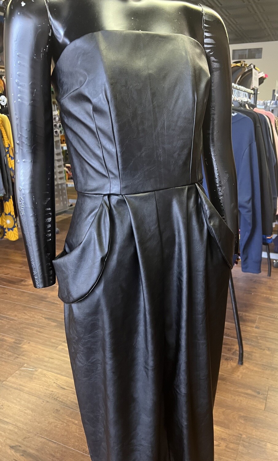 Faux Leather Dress-9155