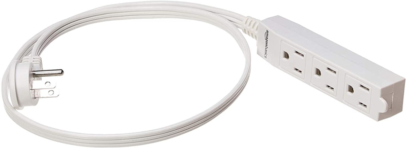AmazonBasics Indoor 3 Prong Extension Power Cord Strip - Flat Plug